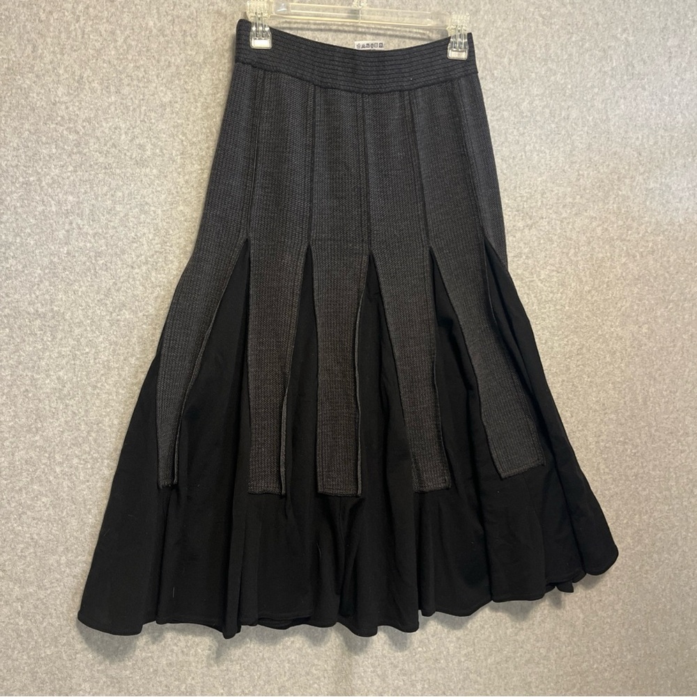 Fusun Merino Wool Skirt Women’s Size S Art to Wear A-line Black Gray Midi Ankle - Picture 4 of 12
